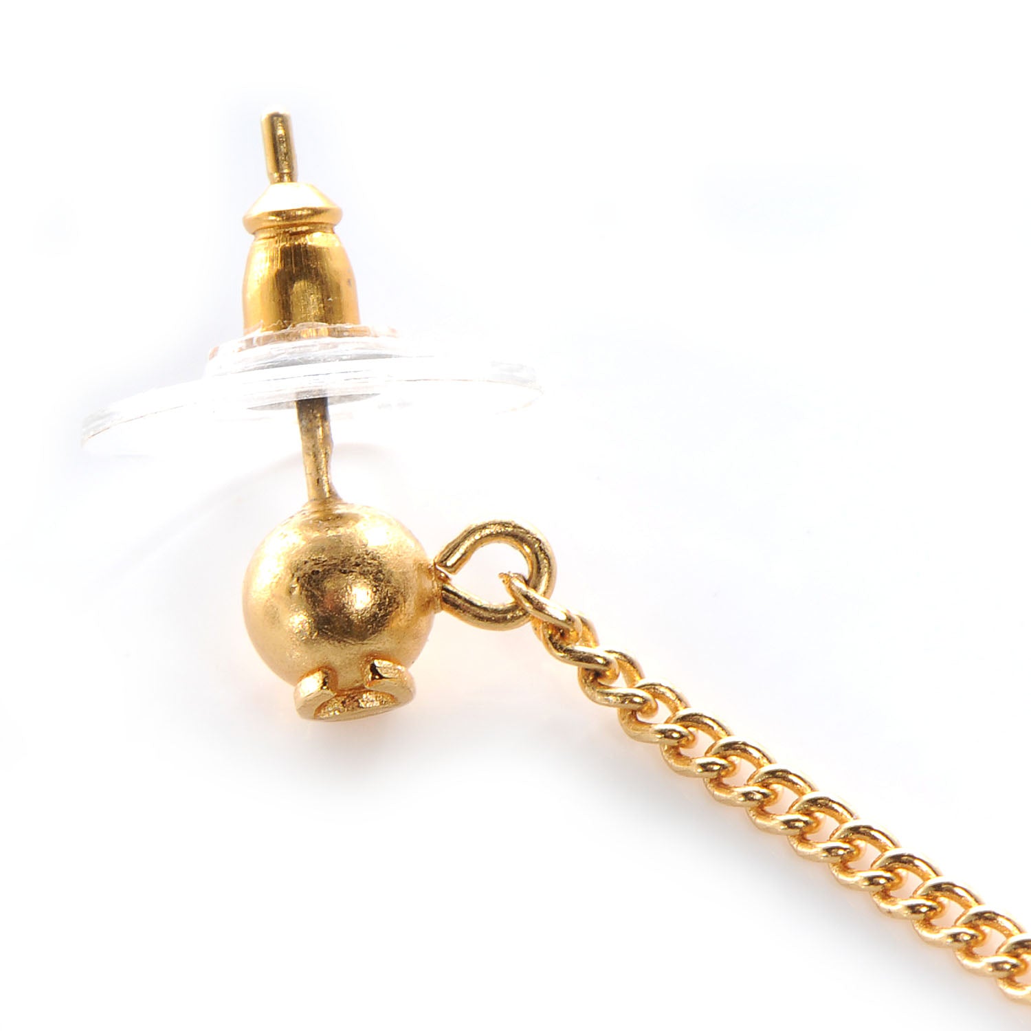 Chanel CC Drop Earrings Matte Gold 5 of 5