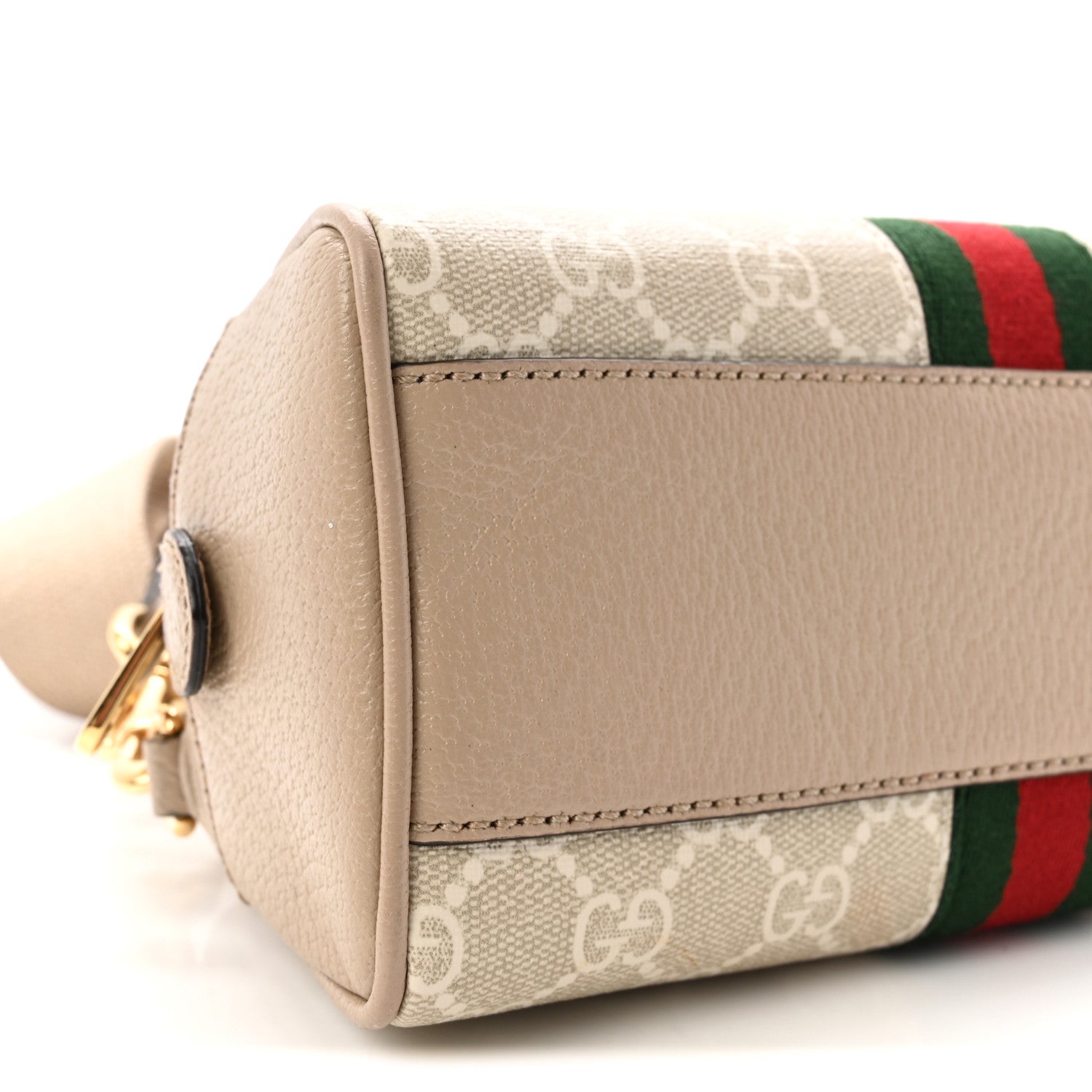 Gucci GG Supreme Monogram Textured Dollar Calfskin Web Mini Ophidia Top Handle Bowler Bag Beige Mystic White Oatmeal 9 of 11
