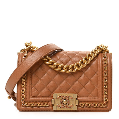 Chanel Caviar Quilted Small Chain Around Boy Flap Dark Beige 1 of 9
