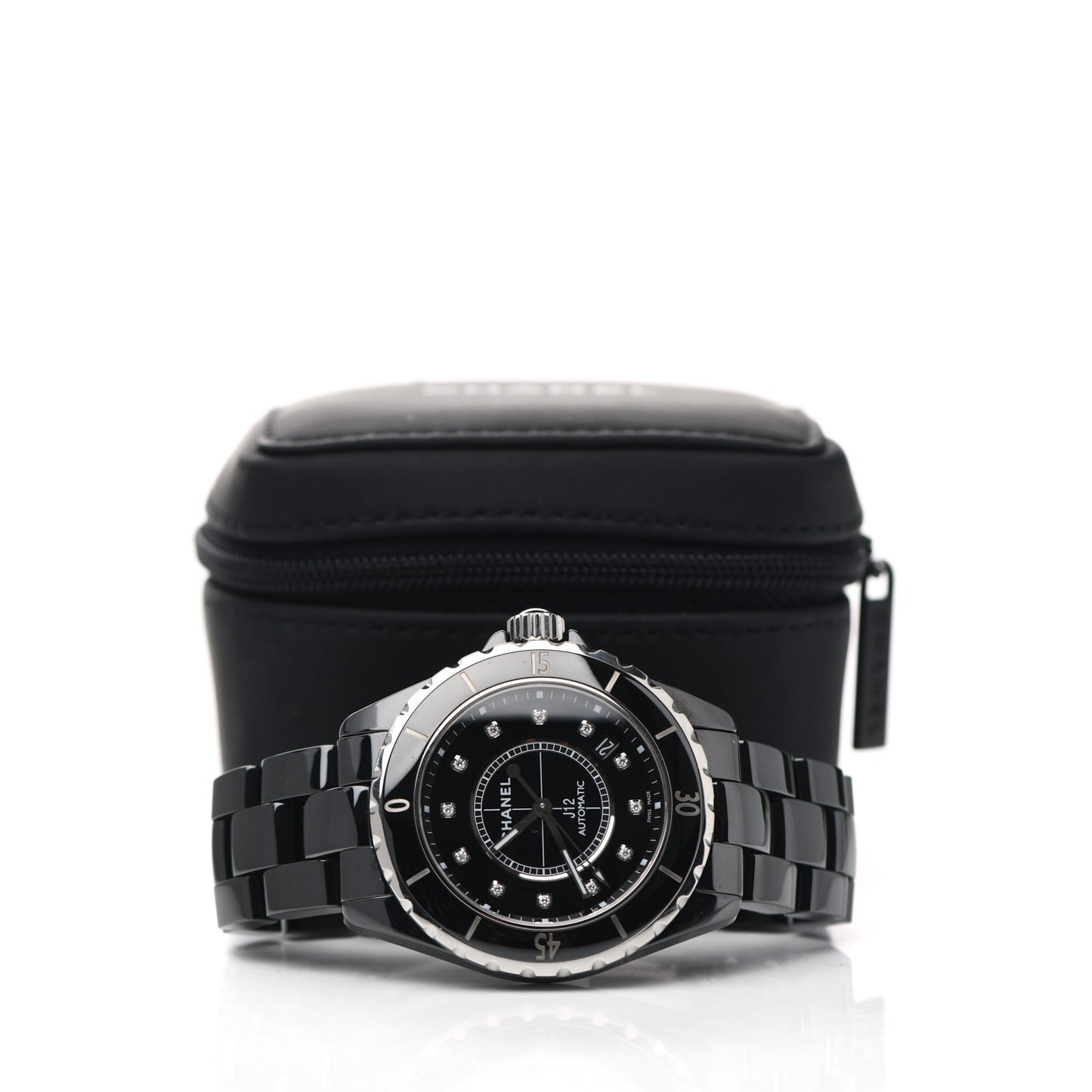 Stainless Steel Ceramic Diamond 38mm J12 Automatic Watch Black
