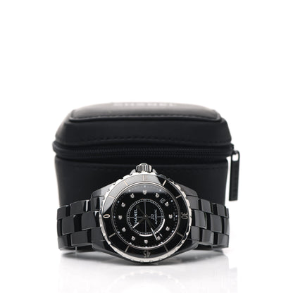 Chanel Stainless Steel Ceramic Diamond 38mm J12 Automatic Watch Black 5 of 5