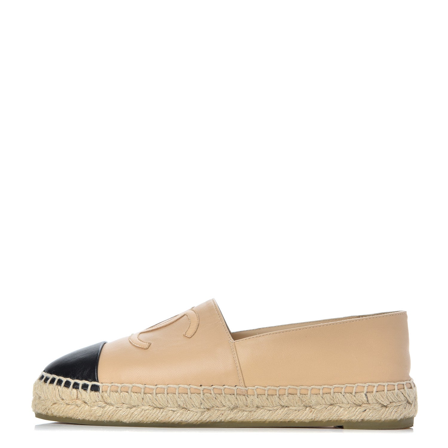 Chanel Lambskin CC Espadrilles 37 Beige Black 1 of 17