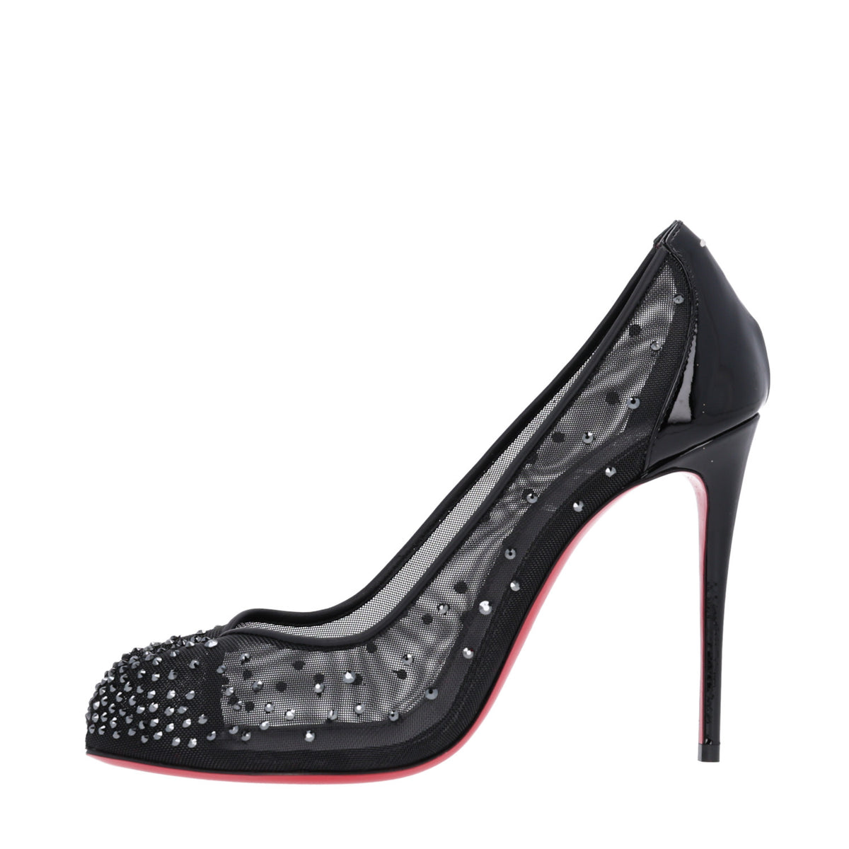 Christian Louboutin X MAISON MARGIELA Rete Patent Strass Bridiela Una 100 Pumps 37.5 Black 1 of 9