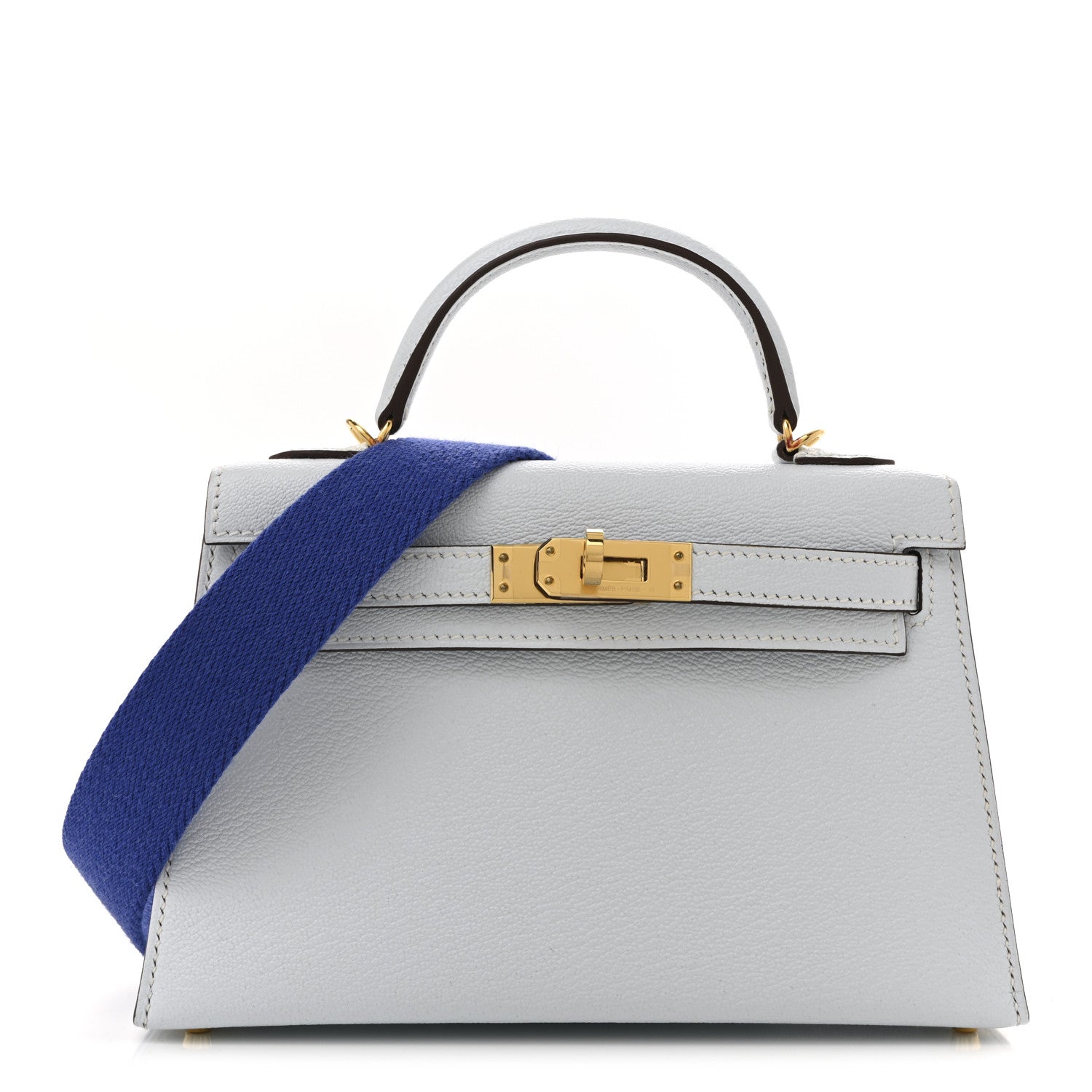Hermes Chevre Mysore Mini Kelly Sellier 20 Bleu Brume Bleu Electrique 1 of 11
