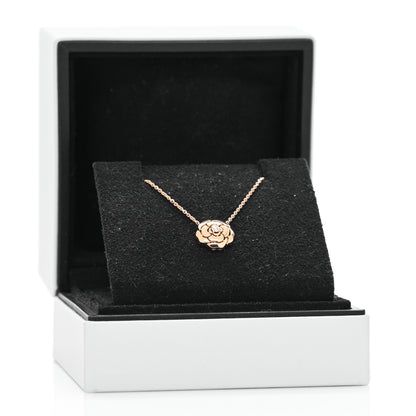 Chanel 18K Rose Gold Diamond Extrait de Camelia Pendant Necklace 3 of 6