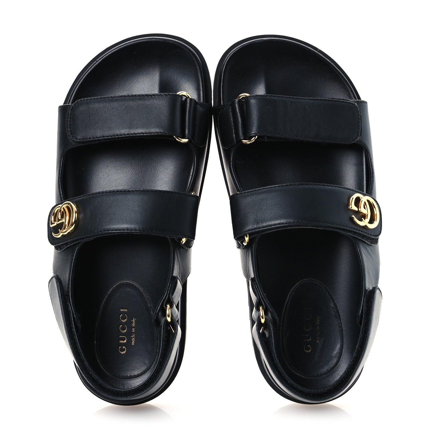 Gucci Calfskin Mini Double G Womens Isla Dad Sandals 37 Black 2 of 13