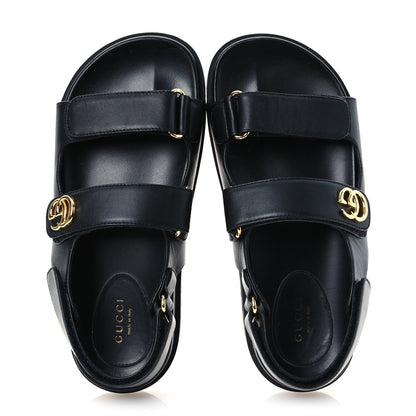 Gucci Calfskin Mini Double G Womens Isla Dad Sandals 37 Black 2 of 13