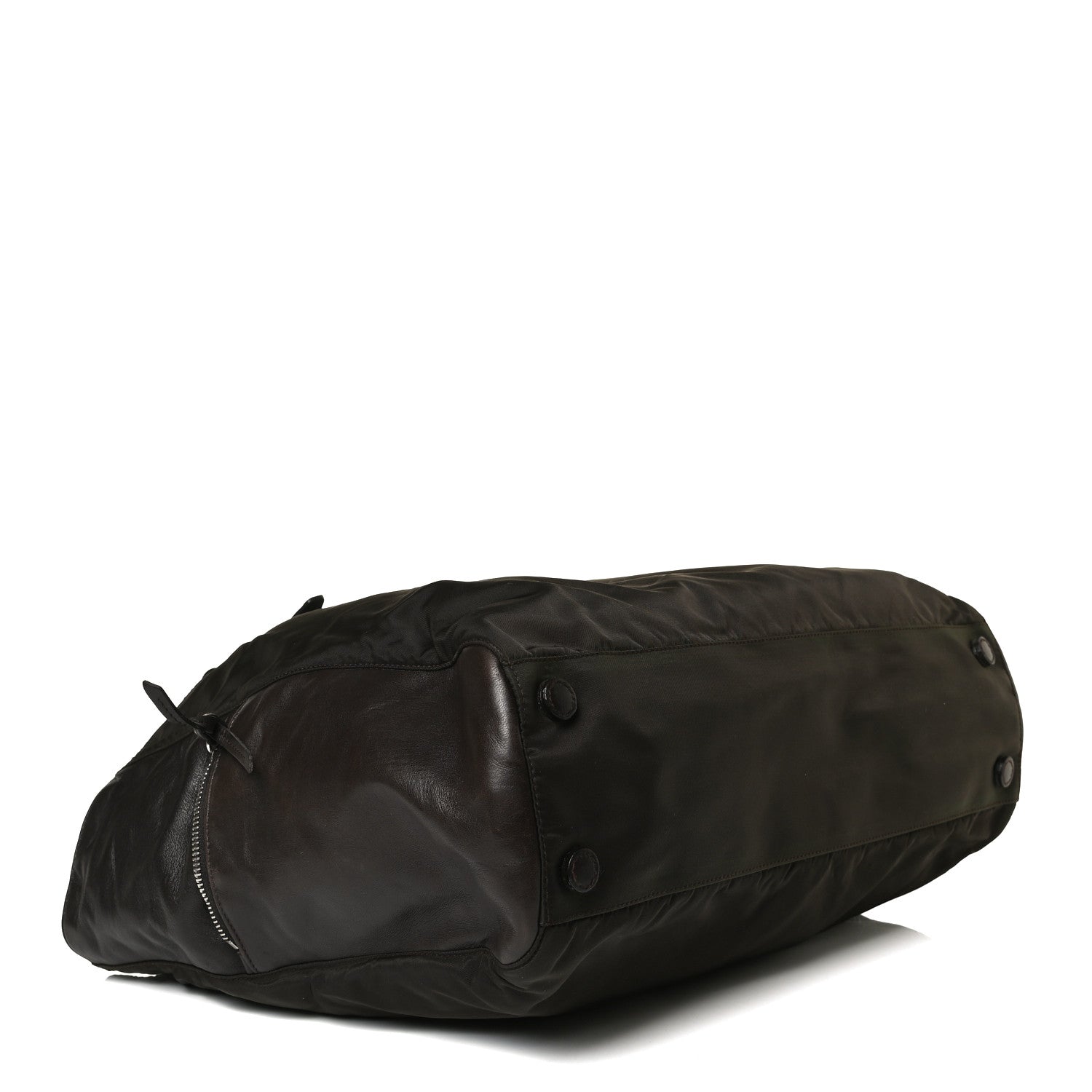 Prada Tessuto Nylon Soft Calfskin Tote Dark Brown 3 of 21