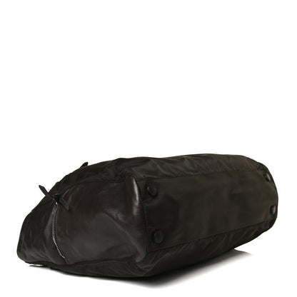 Prada Tessuto Nylon Soft Calfskin Tote Dark Brown 3 of 21
