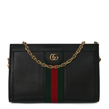 Gucci Calfskin GG Web Small Ophidia Chain Shoulder Bag Black 1 of 9