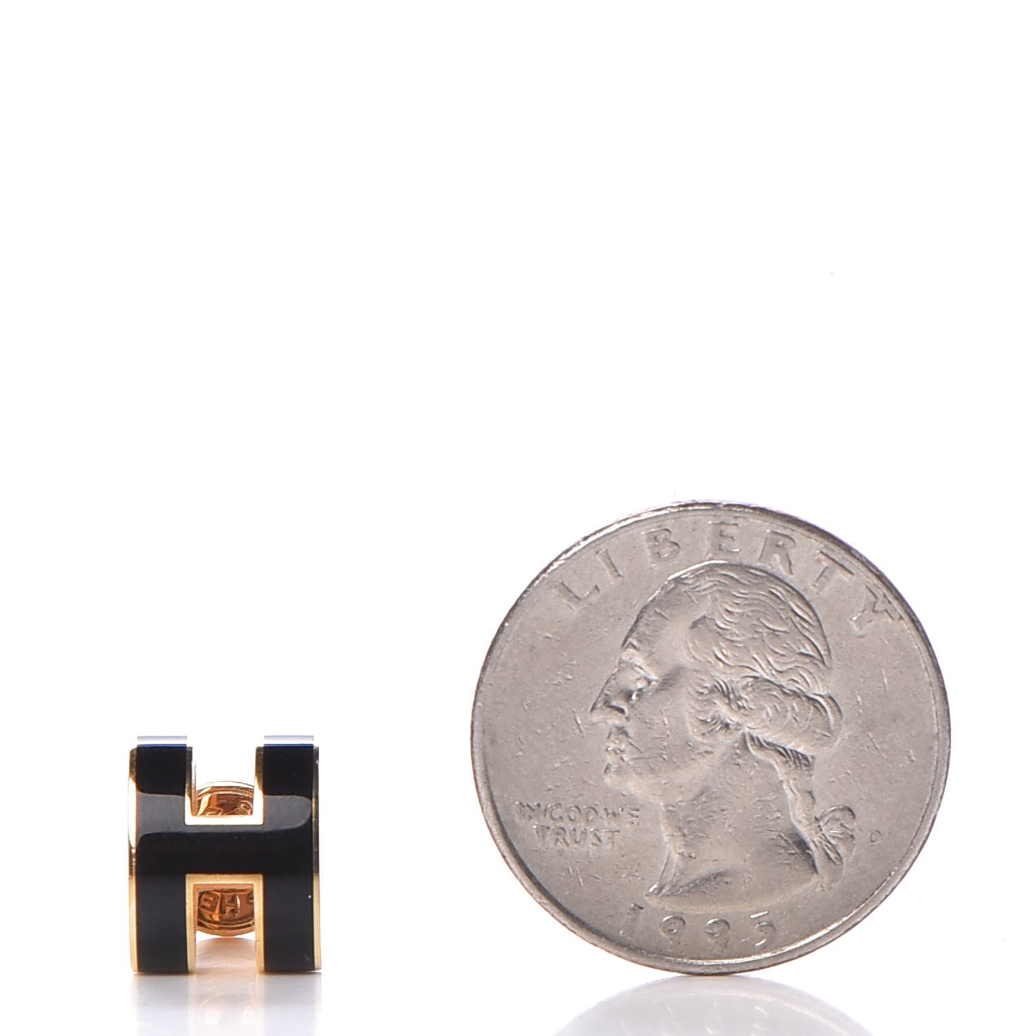 Hermes Gold Lacquered Pop H Earrings Black 2 of 4