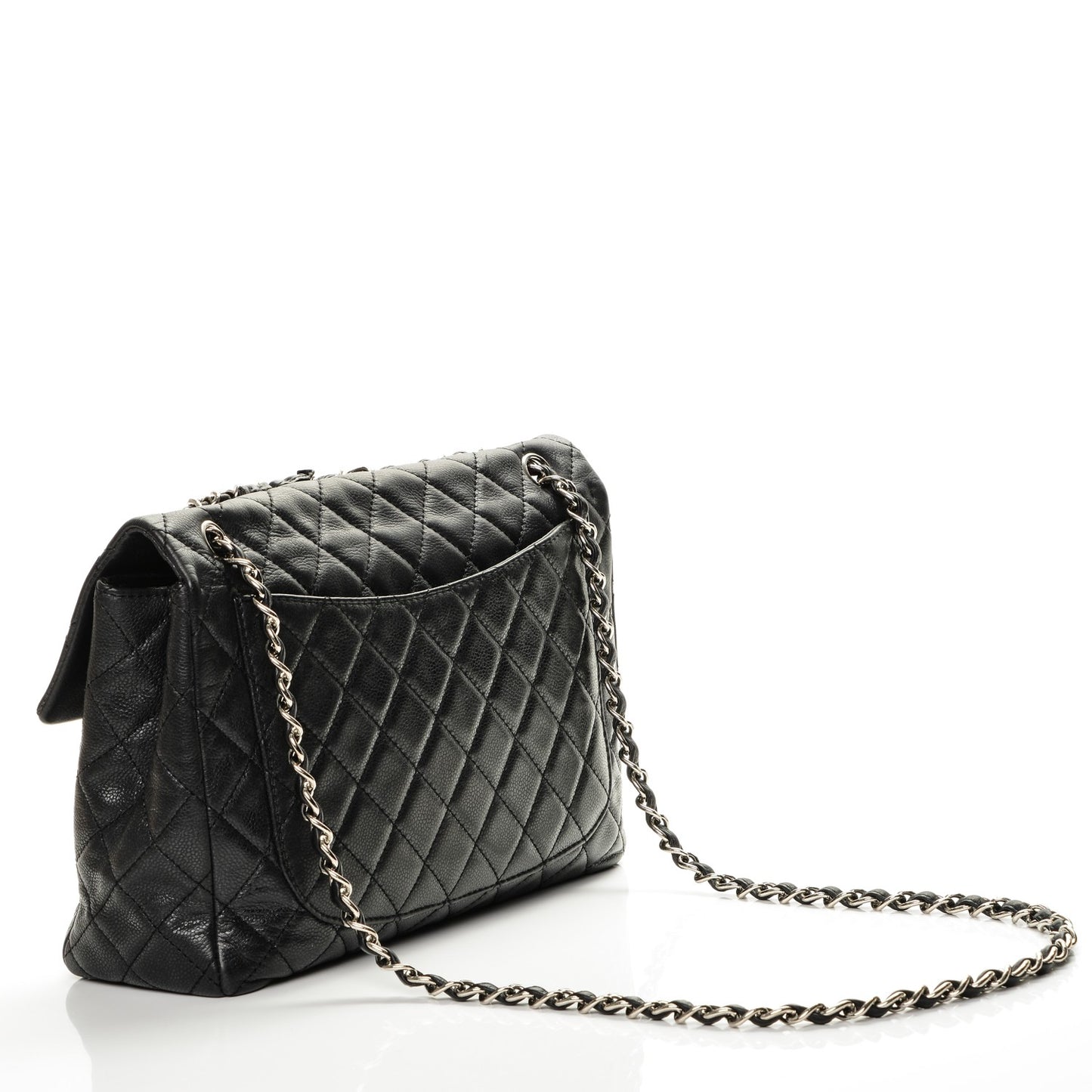 Washed Caviar Maxi Single Flap Black