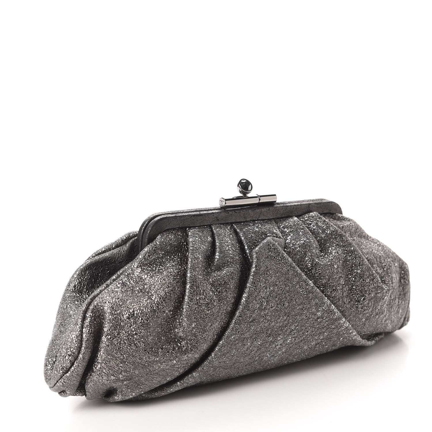 Chanel Metallic Crackled Calfskin Monte Carlo Clutch Dark Silver 3 of 10