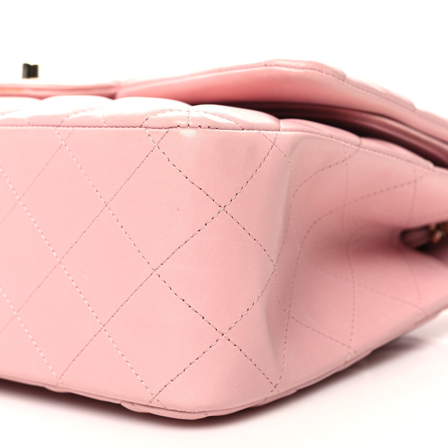 Lambskin Quilted Jumbo Double Flap Light Pink