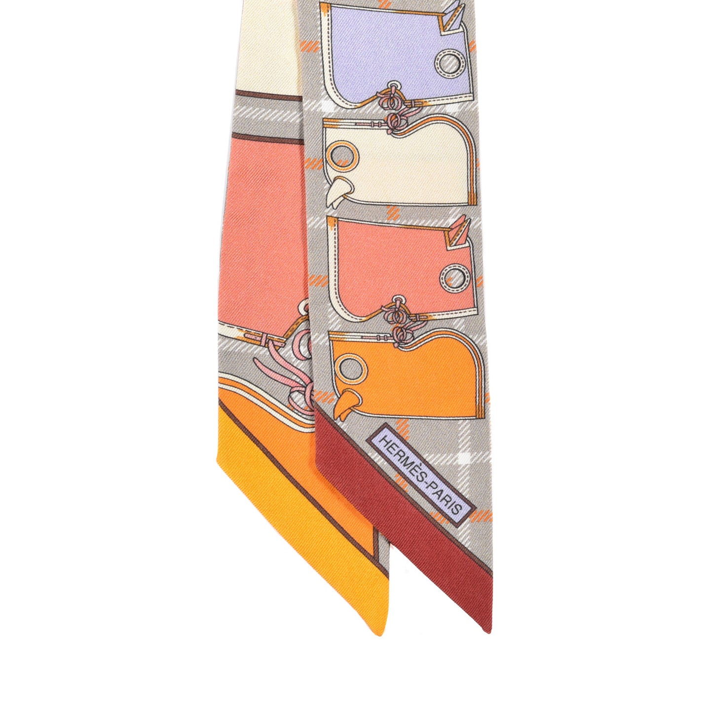 Silk Camails Twilly Scarf Acajou Mauve Bouton D'Or