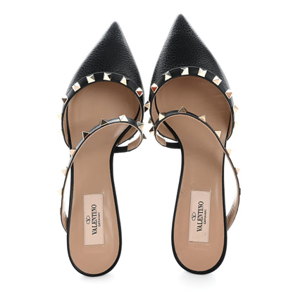 Valentino Garavani Pebbled Calfskin Rockstud Cross Strap 50mm Mules 39.5 Black 2 of 12