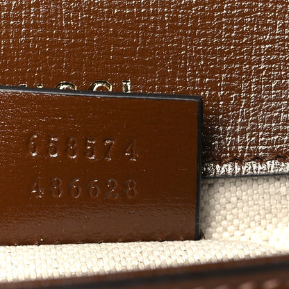 Gucci GG Supreme Monogram Azalea Calfskin Web Mini Horsebit 1955 Shoulder Bag Beige Ebony Brown Sugar 7 of 9