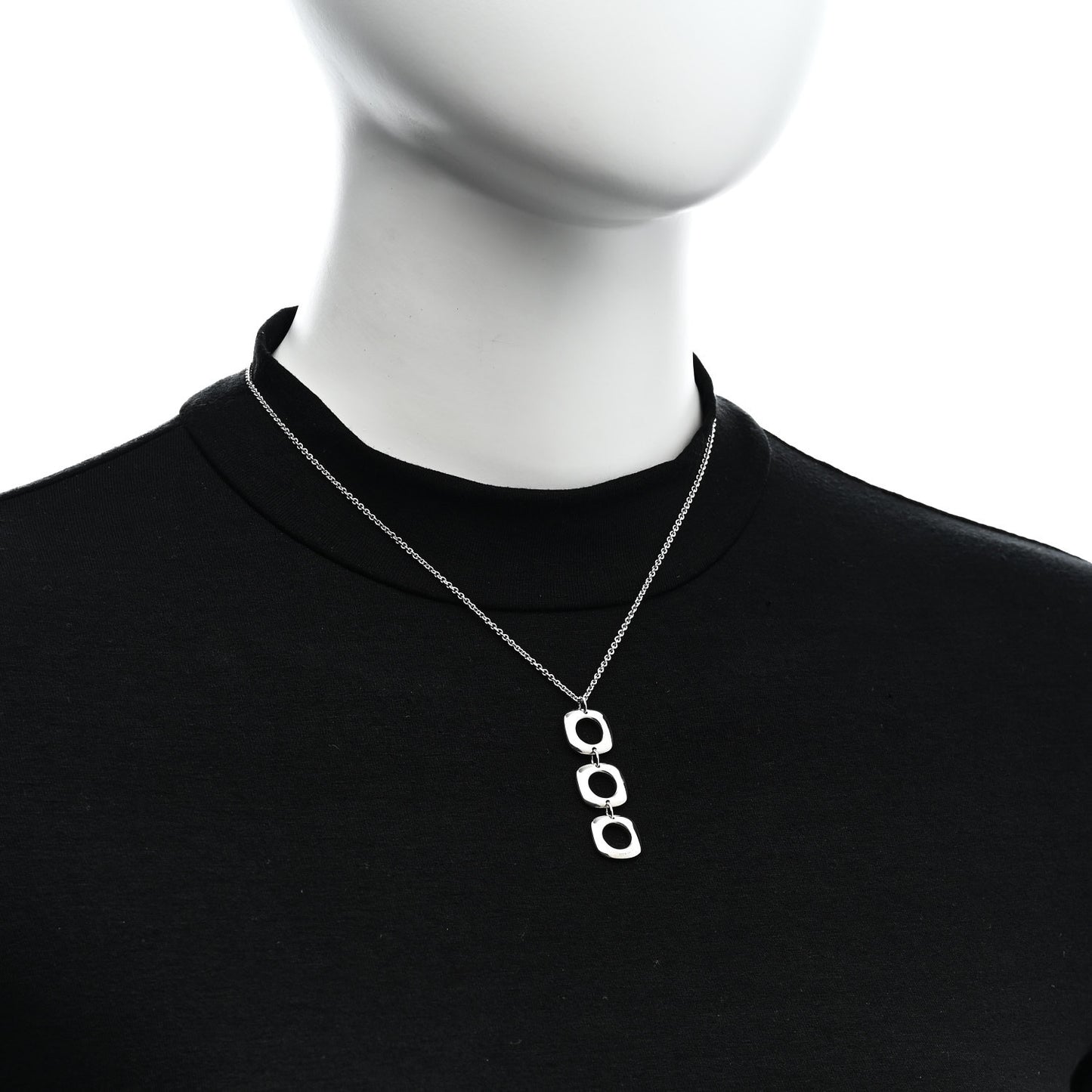 Sterling Silver Cushion Square Link Pendant Necklace