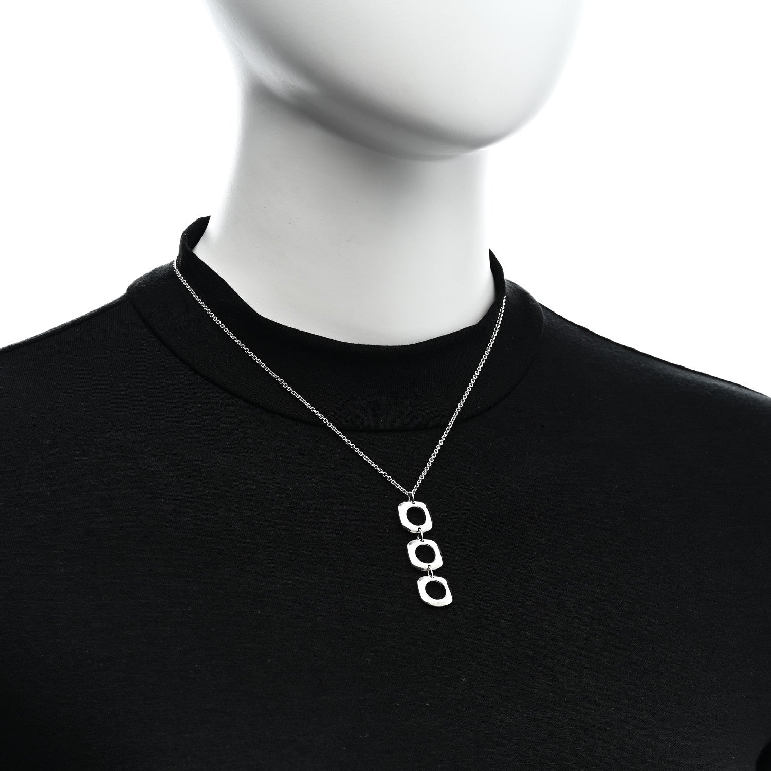 Tiffany Sterling Silver Cushion Square Link Pendant Necklace 2 of 6