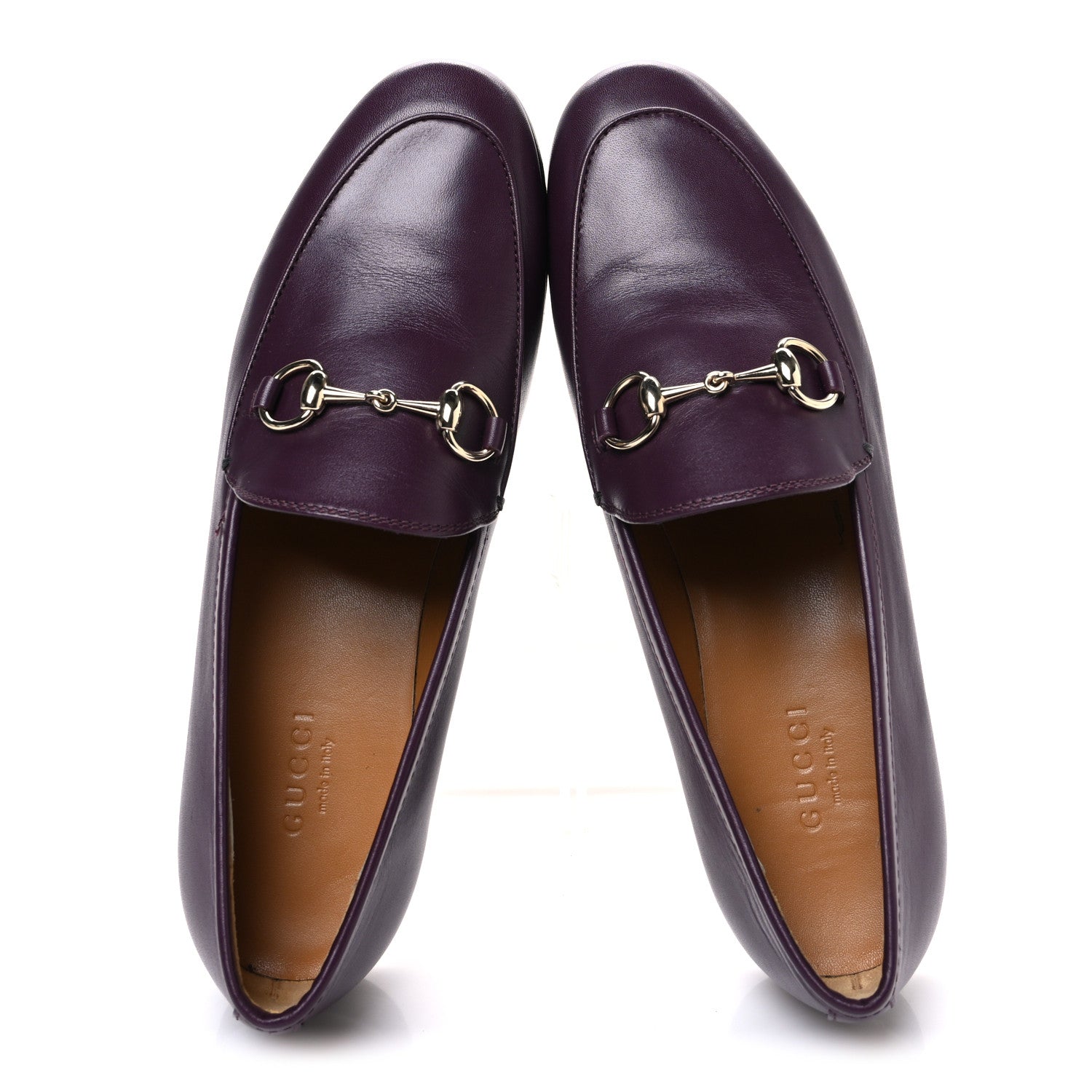 Gucci Real Betis Glamour Calfskin Womens Jordaan Horsebit Loafers 35.5 Shiny Vineyard 2 of 12