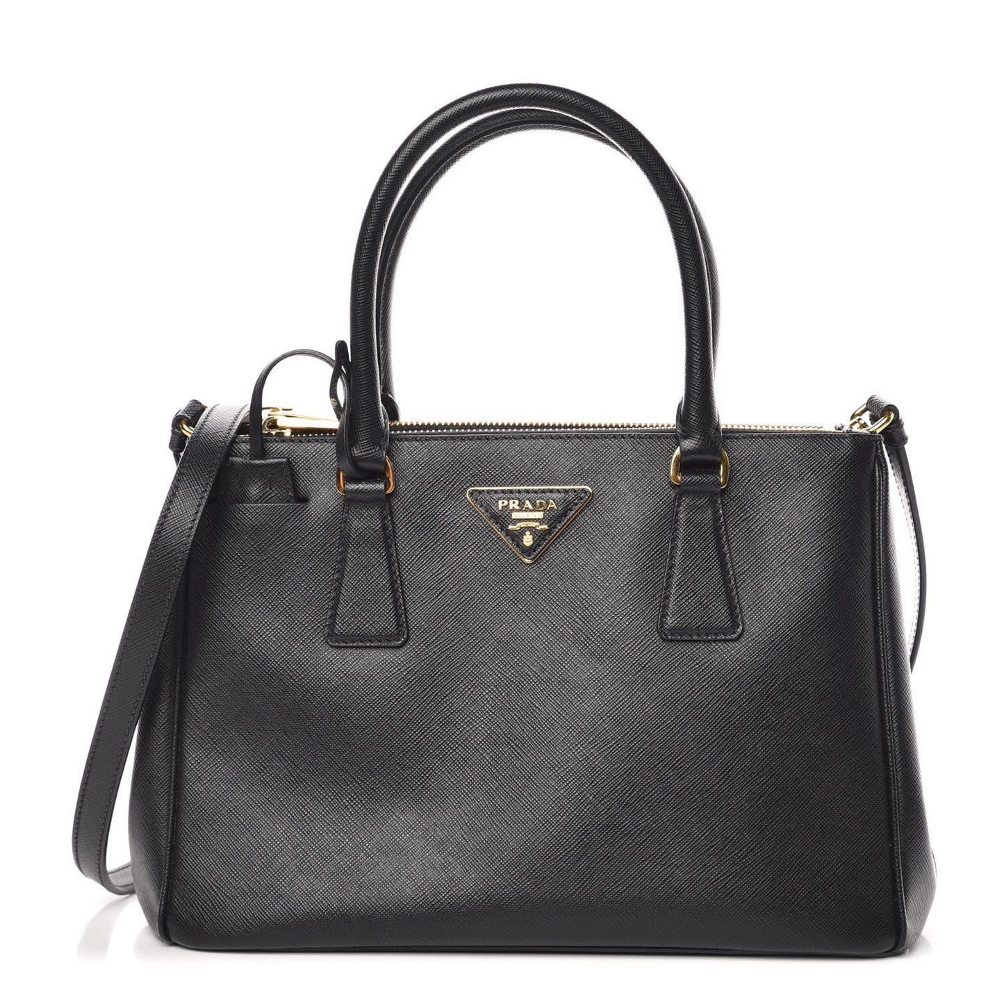 Saffiano Small Galleria Double Zip Tote Black