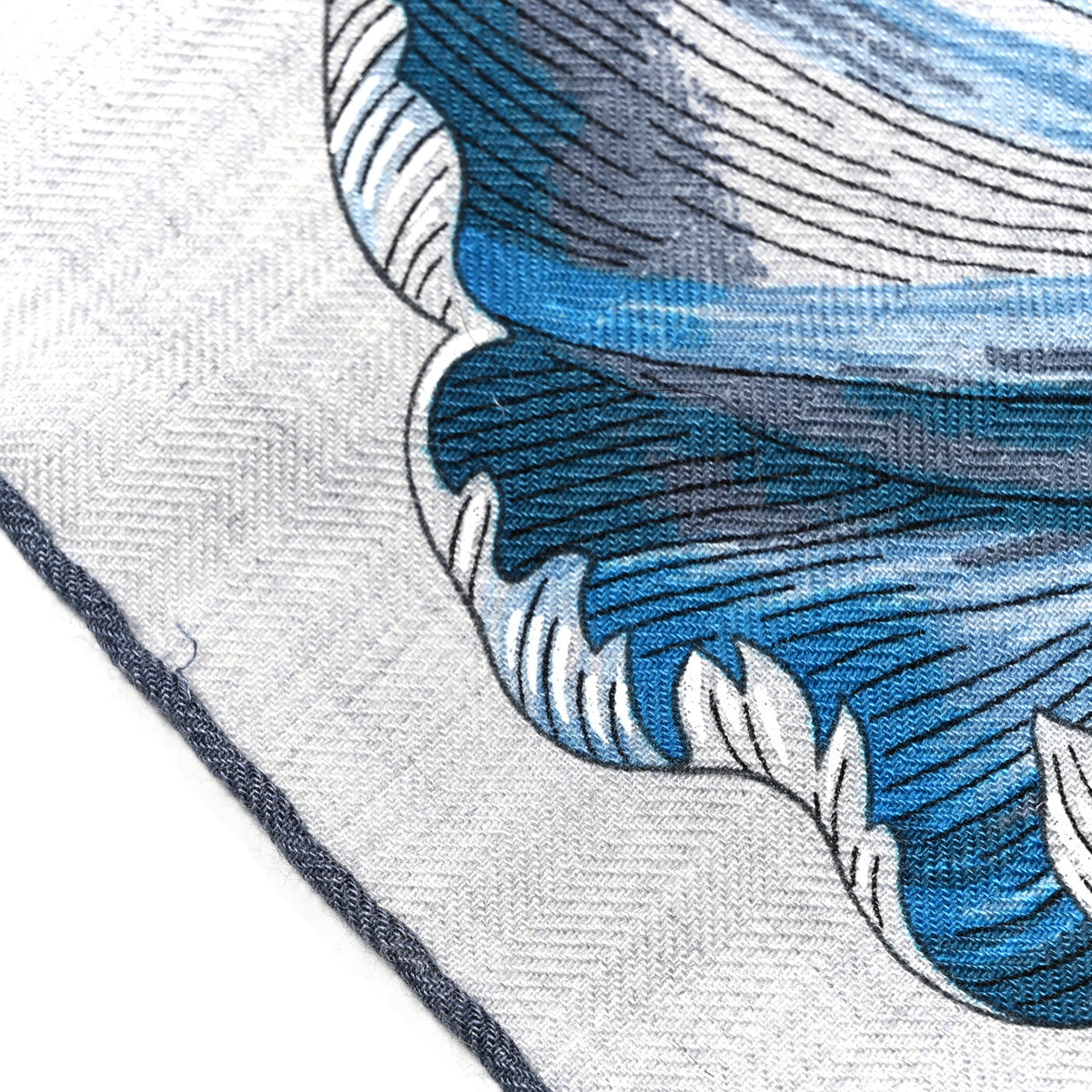 Cashmere Silk Tulipomanie Giant Pointe Triangle Scarf Gris Chine Bleu Electrique Ardoise