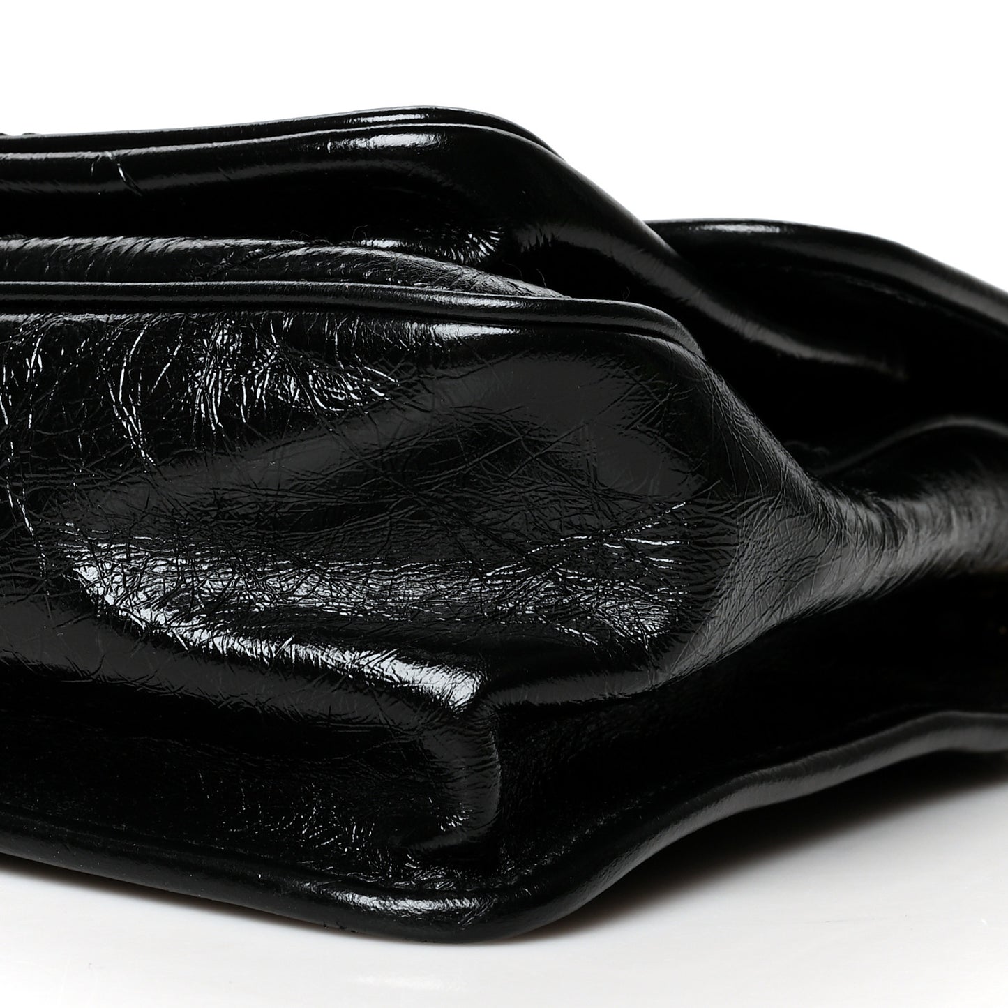 Crinkled Calfskin Matelasse Monogram Medium Niki Chain Satchel Black