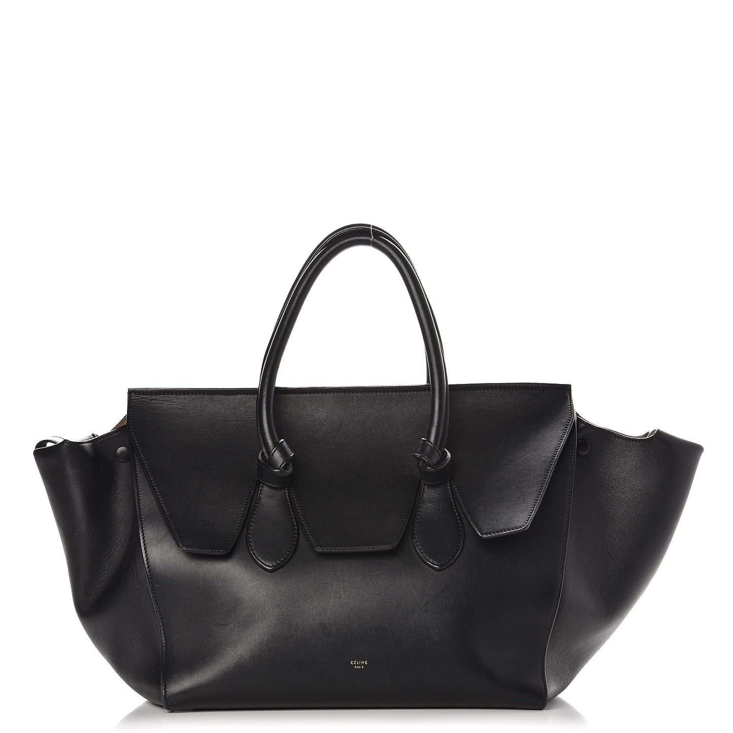 Smooth Calfskin Large Tie Knot Tote Black