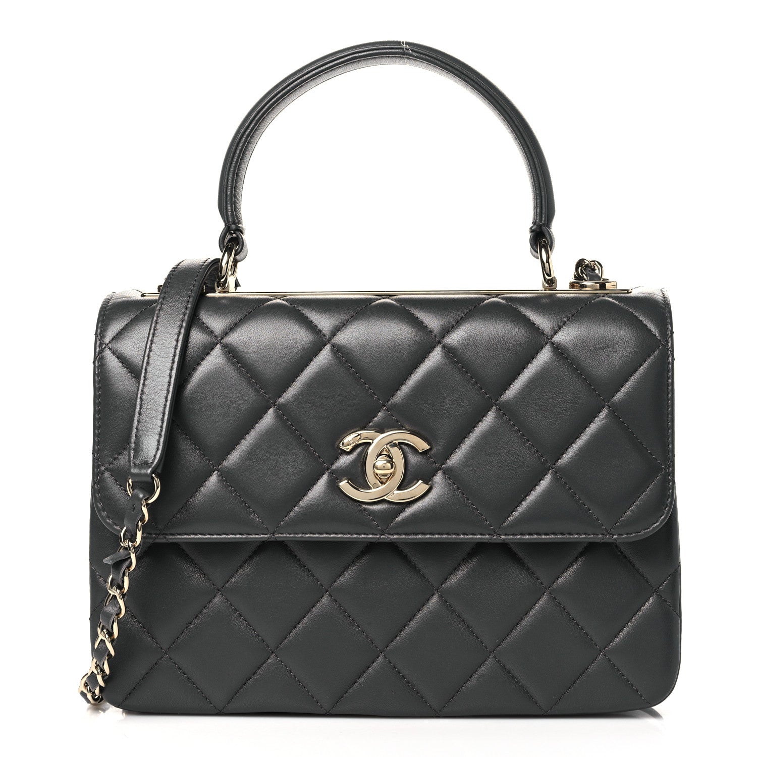Chanel Lambskin Quilted Small Trendy CC Dual Handle Flap Bag Dark Grey 1 of 11
