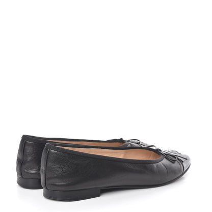 Chanel Lambskin Patent CC Cap Toe Ballerina Flats 38.5 Black 4 of 20