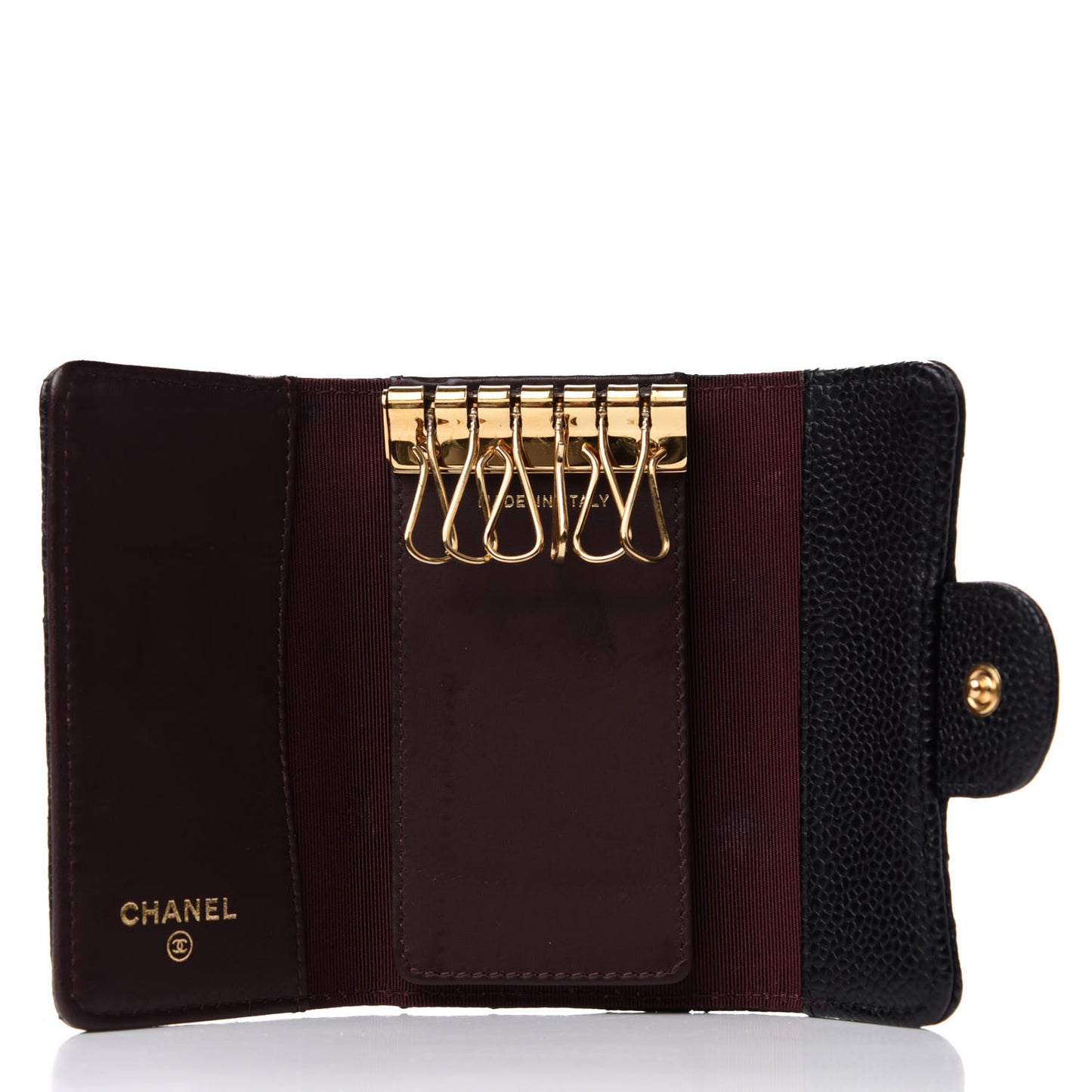 Caviar Quilted 6 Key Holder Black