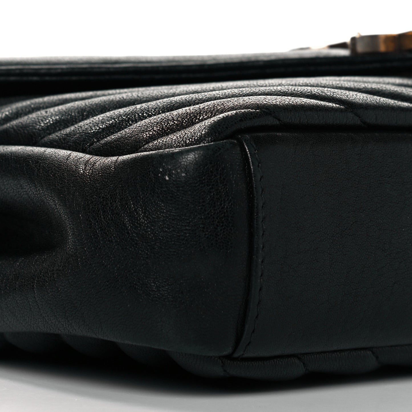 Sheepskin Matelasse Chevron Monogram Medium College Bag Black