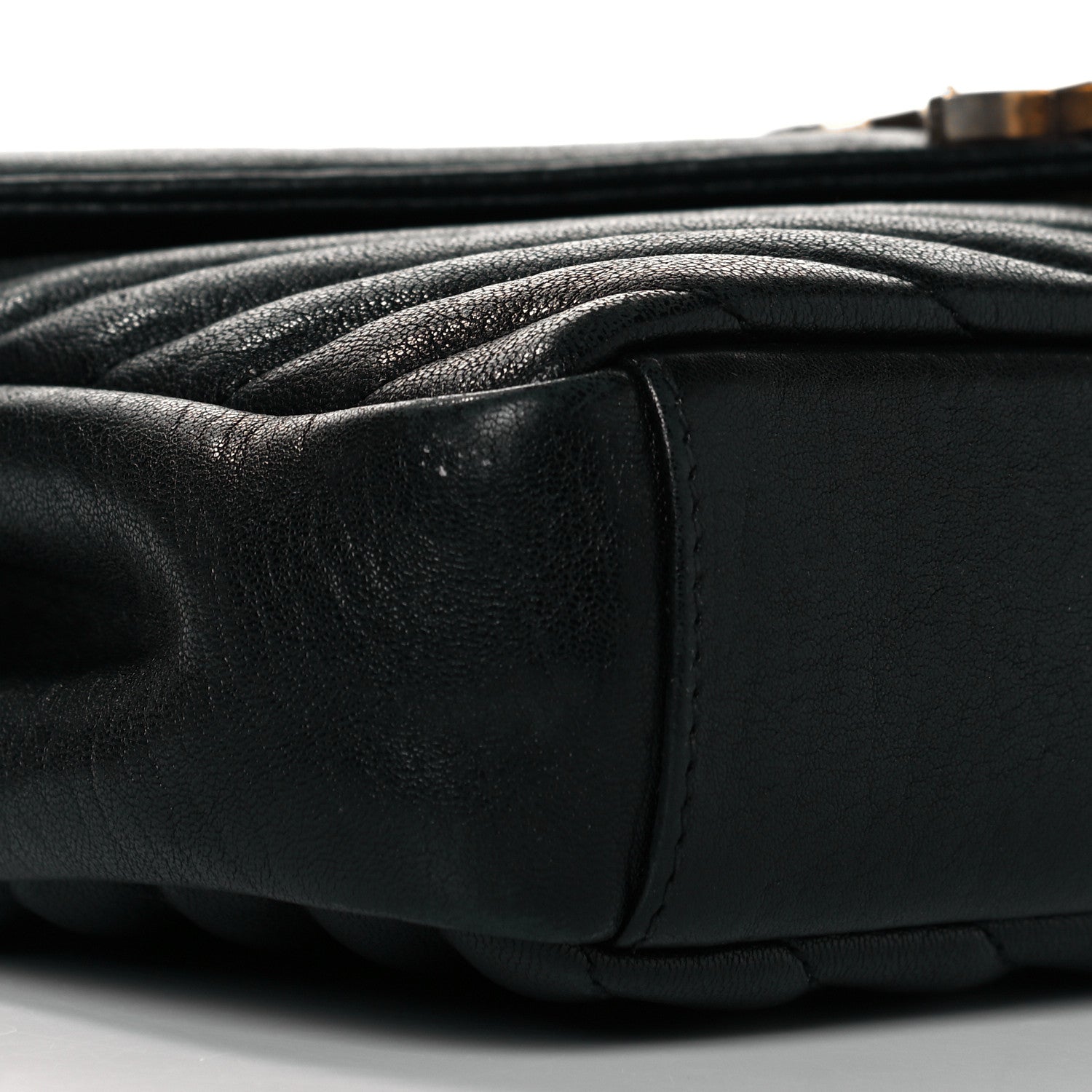 Saint Laurent Sheepskin Matelasse Chevron Monogram Medium College Bag Black 7 of 15