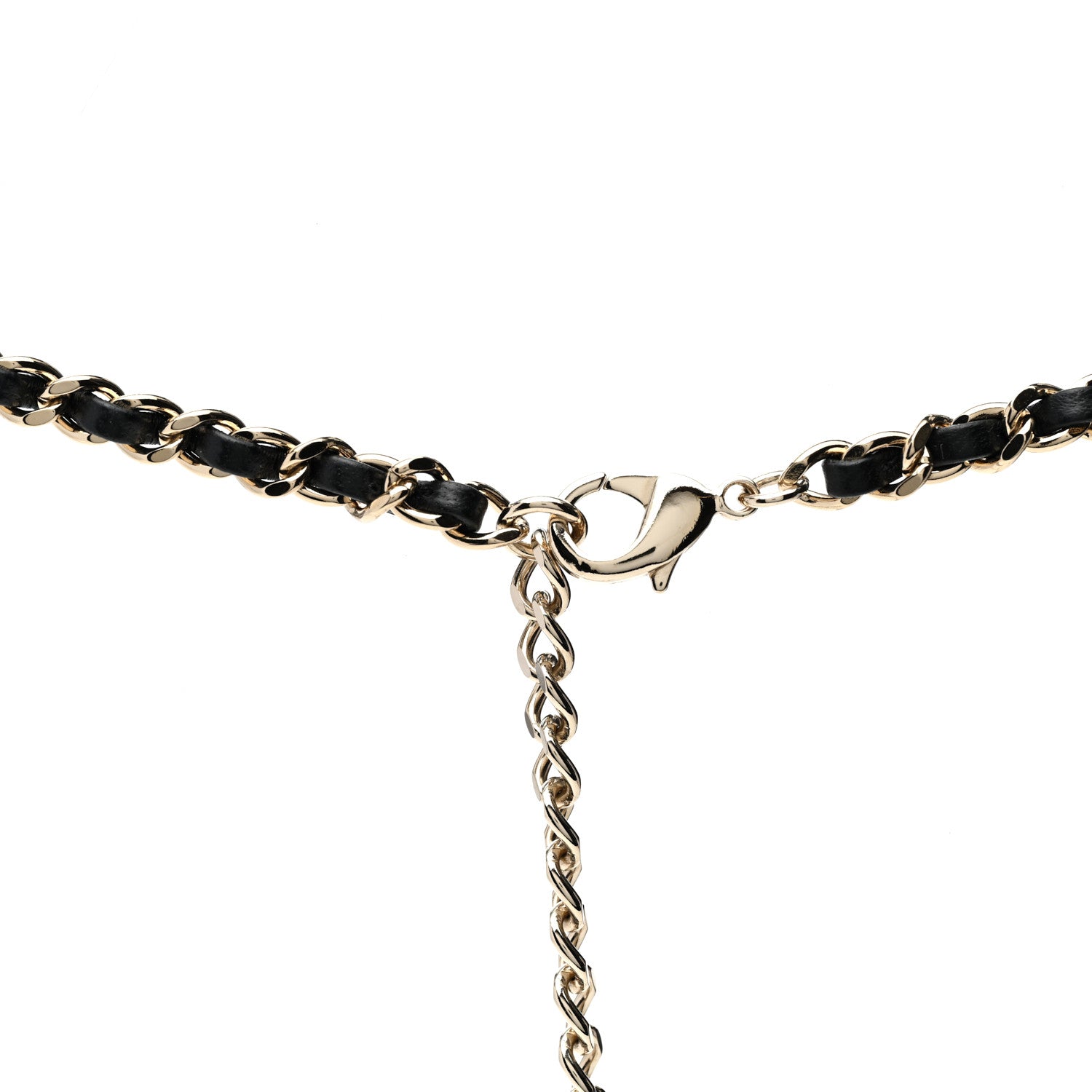 Chanel Metal Resin Quilted Flap Bag Hoop Mirror Necklace Black Gold 4 of 7
