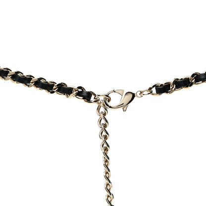 Chanel Metal Resin Quilted Flap Bag Hoop Mirror Necklace Black Gold 4 of 7