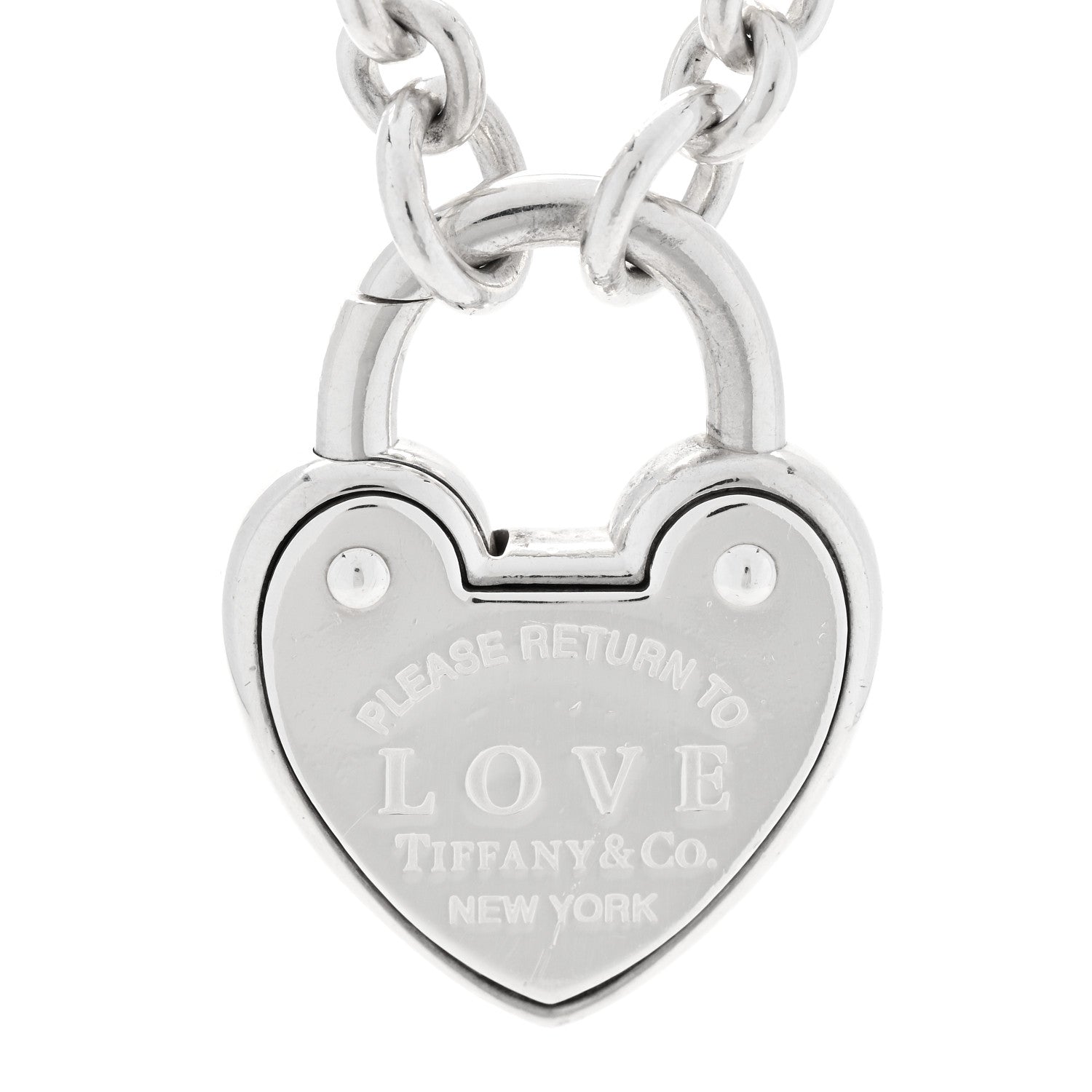 Tiffany Sterling Silver Return To Tiffany Love Heart Lock Pendant Necklace 4 of 5