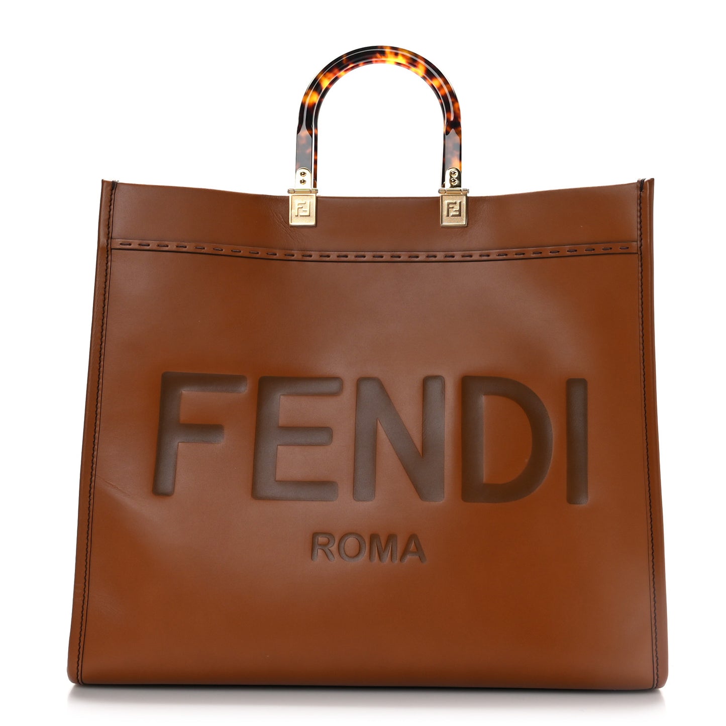 Vitello King Plexiglass Medium Fendi Sunshine Shopper Tote Cuoio