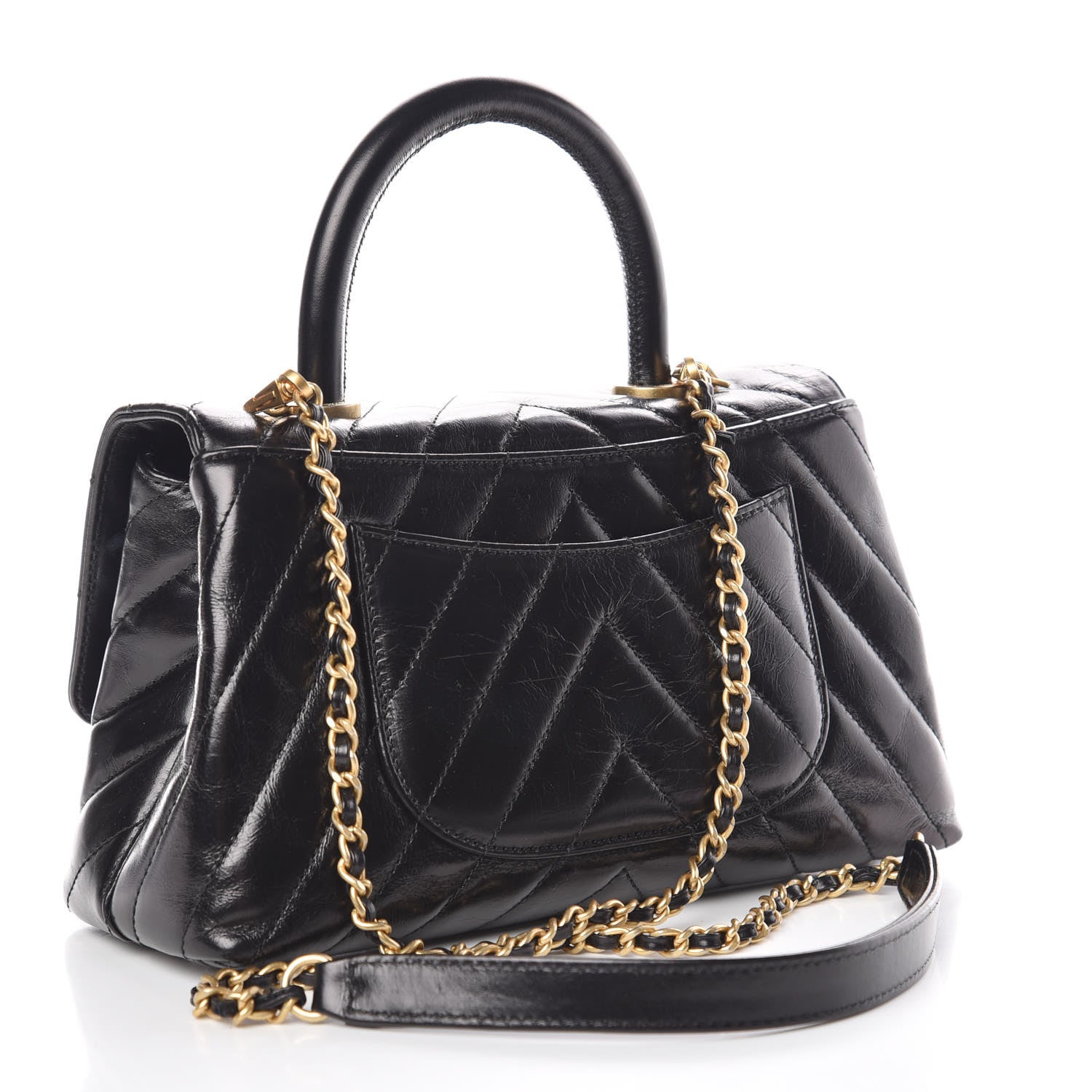 Chanel Calfskin Chevron Quilted Mini Coco Handle Flap Black 3 of 10