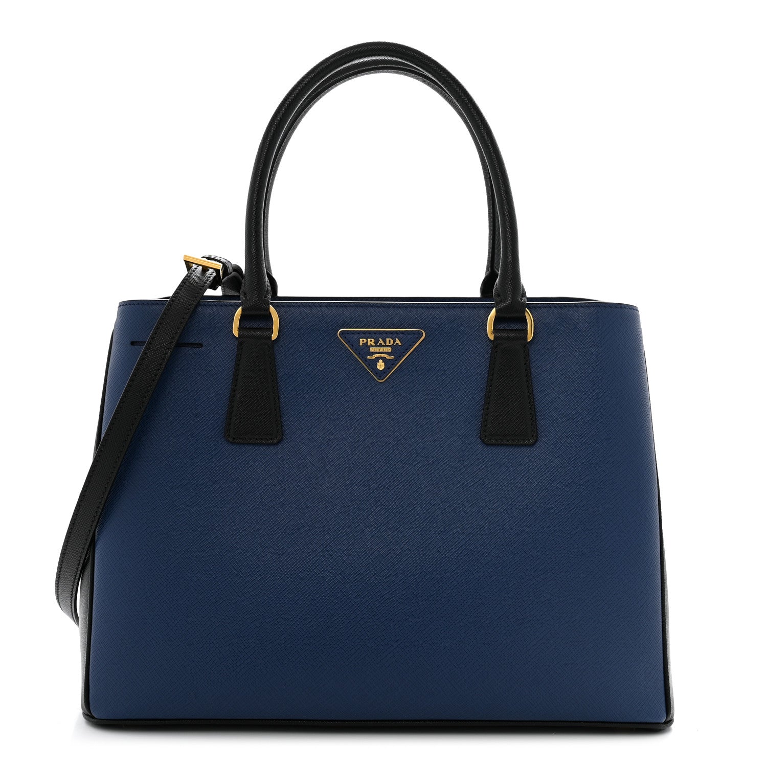 Prada Saffiano Lux Medium Tote Bluette Black 1 of 11