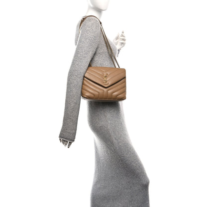Saint Laurent Calfskin Y Quilted Monogram Small Loulou Chain Satchel Natural Tan 2 of 9