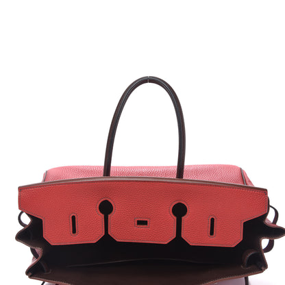 Hermes Togo Bi Color Horseshoe Birkin 35 Rouge Garance Chocolate 16 of 33