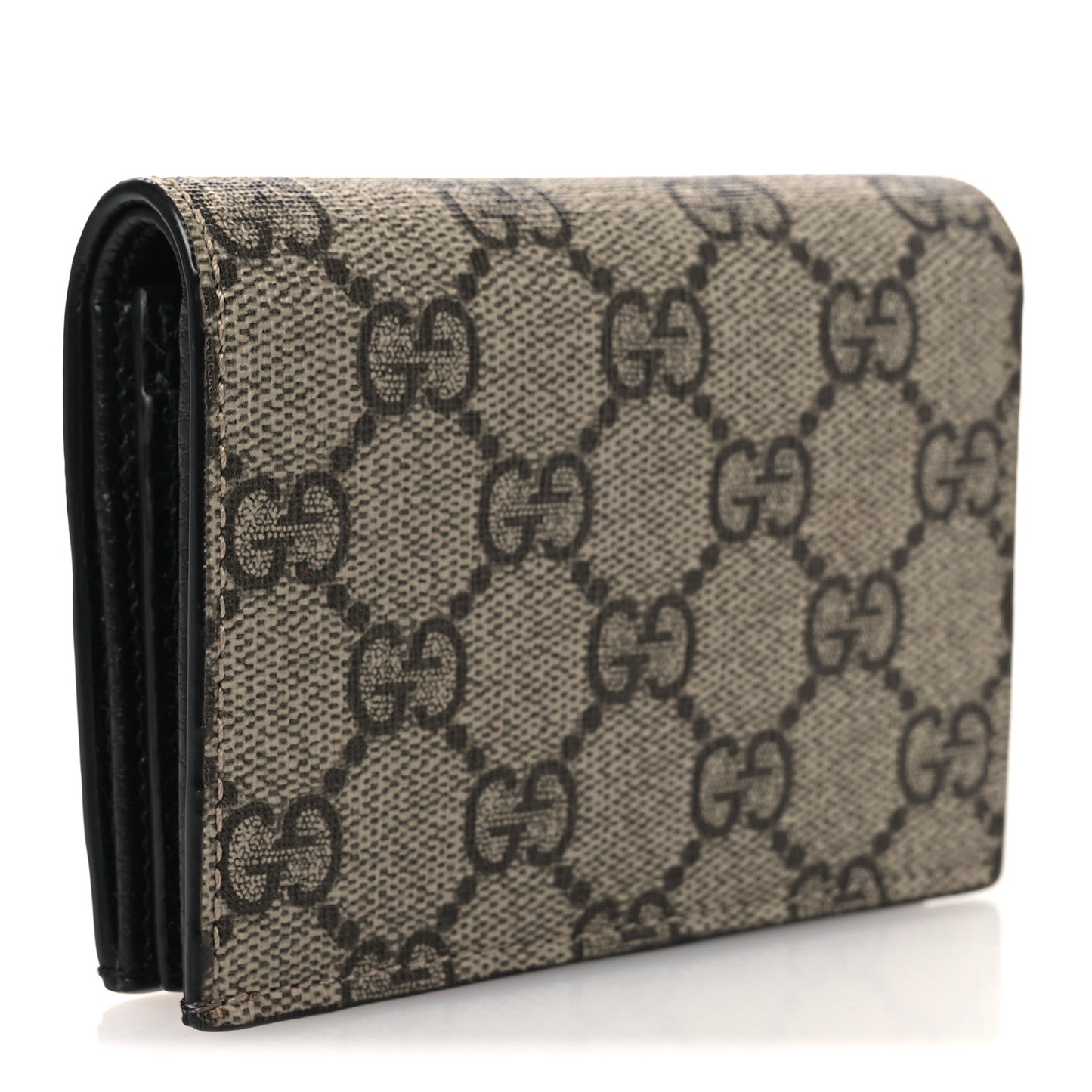 Dollar Calfskin GG Supreme Monogram GG Marmont Card Case Black Beige Ebony