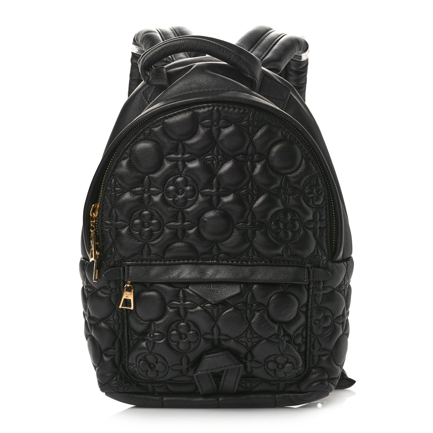 Louis Vuitton Lambskin Flower Quilted Palm Springs Backpack PM Black 1 of 9