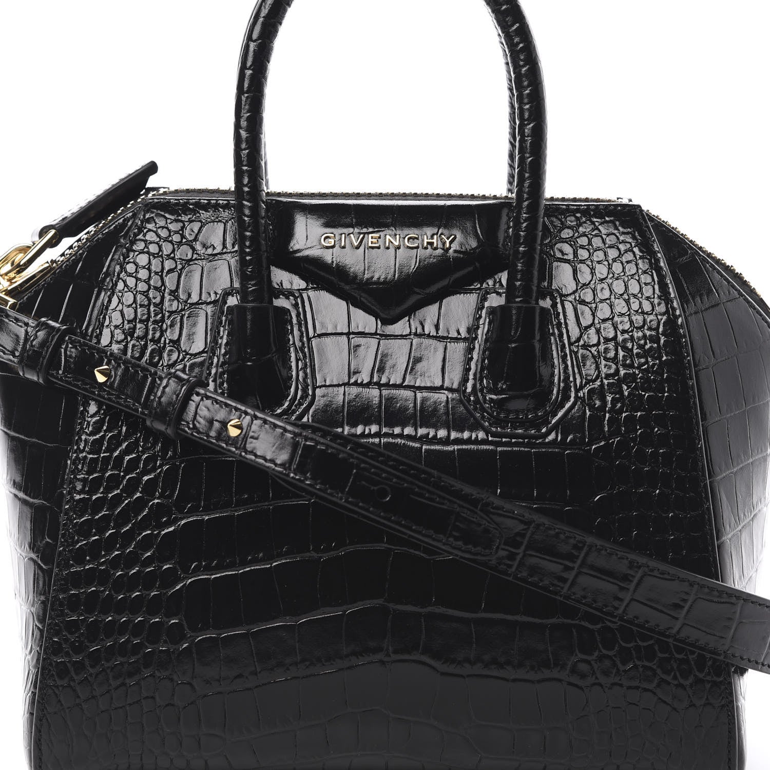 Givenchy Calfskin Crocodile Embossed Mini Antigona Black 8 of 10