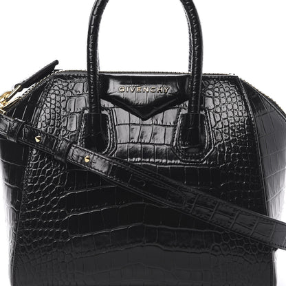 Givenchy Calfskin Crocodile Embossed Mini Antigona Black 8 of 10