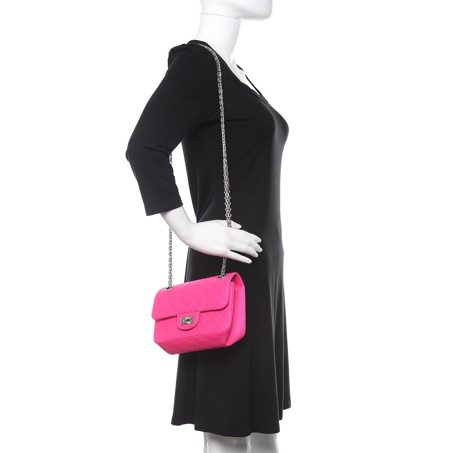 Goatskin Quilted 2.55 Reissue Mini Flap Fluorescent Pink