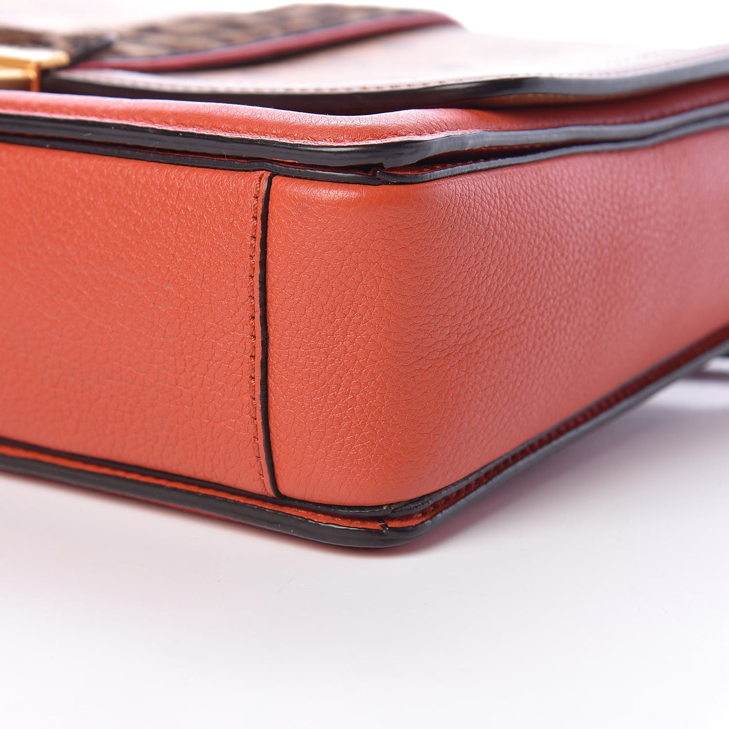 Calf Hair Leopard Print Calfskin Visetos Satchel Cognac Orange