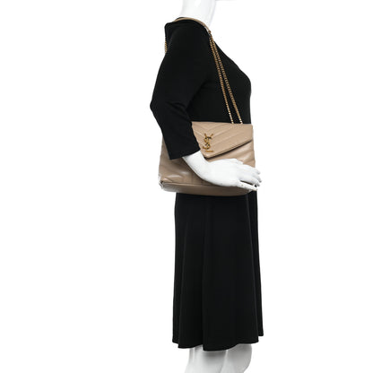 Saint Laurent Calfskin Y Quilted Monogram Small Loulou Chain Satchel Dark Beige 2 of 11