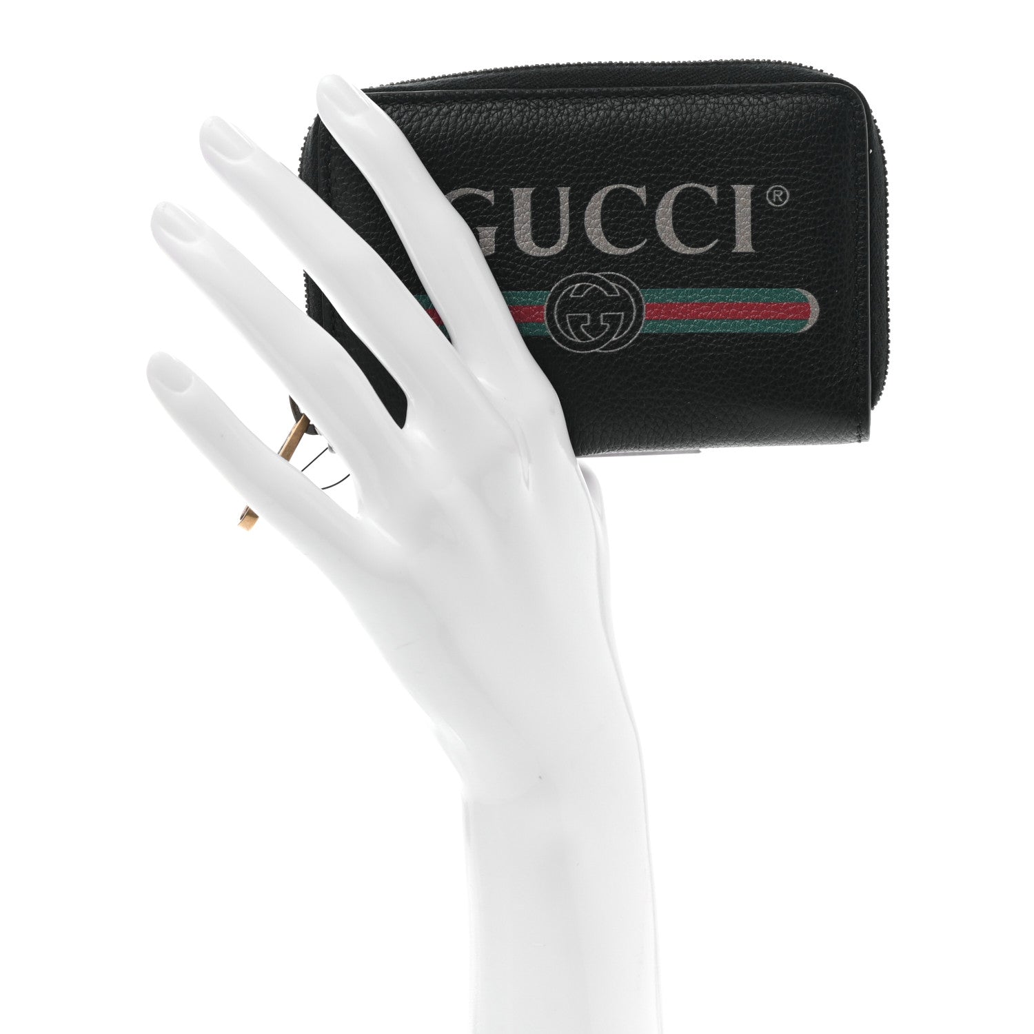 Gucci Calfskin Logo Zip Around Card Case Black 2 of 7