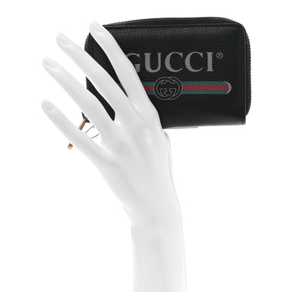 Gucci Calfskin Logo Zip Around Card Case Black 2 of 7